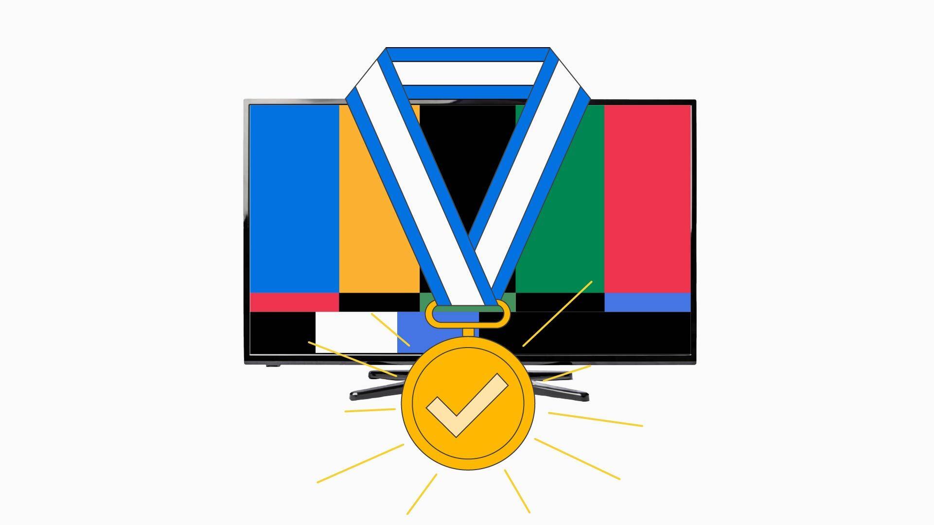 The Trade Desk Olympics graphic of a gold medal with a checkmark over a computer screen