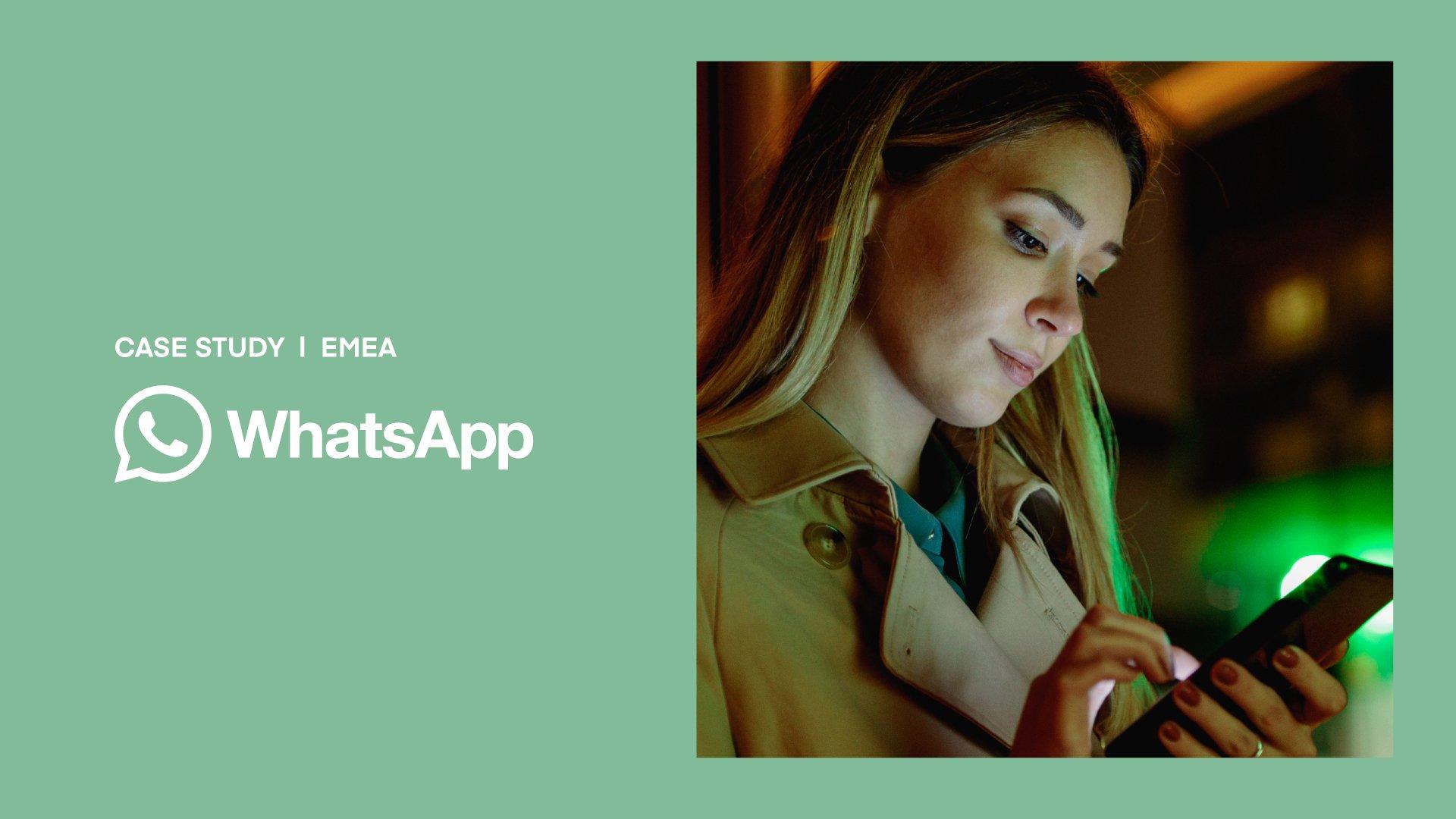 Image shows a woman texting on her phone | Case Study | EMEA | WhatsApp