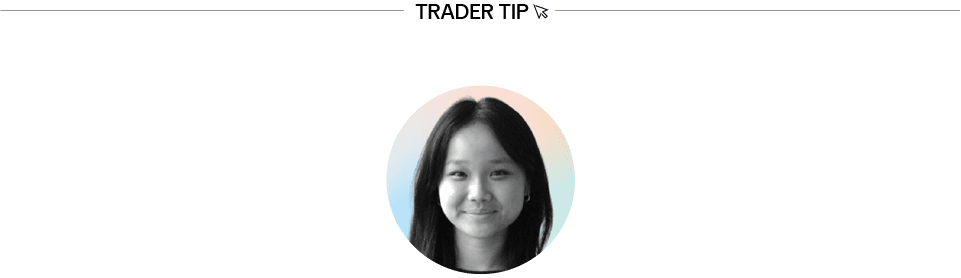 Trader Tip followed by a profile picture of Cindy Gotama